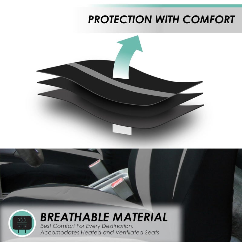 FH Group Automotive Car Seat Covers Cosmopolitan Flat Cloth Full Set Gray Seat Covers, (Airbag Compatible & Split Bench) with Gift Universal Fit Interior Accessories for Cars Trucks and SUVs - Image 3